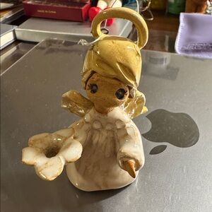 Ceramic Angel Figurine with Flower